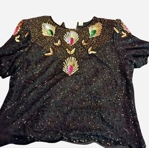 Denise Elle Vintage Sequin Beaded Blouse